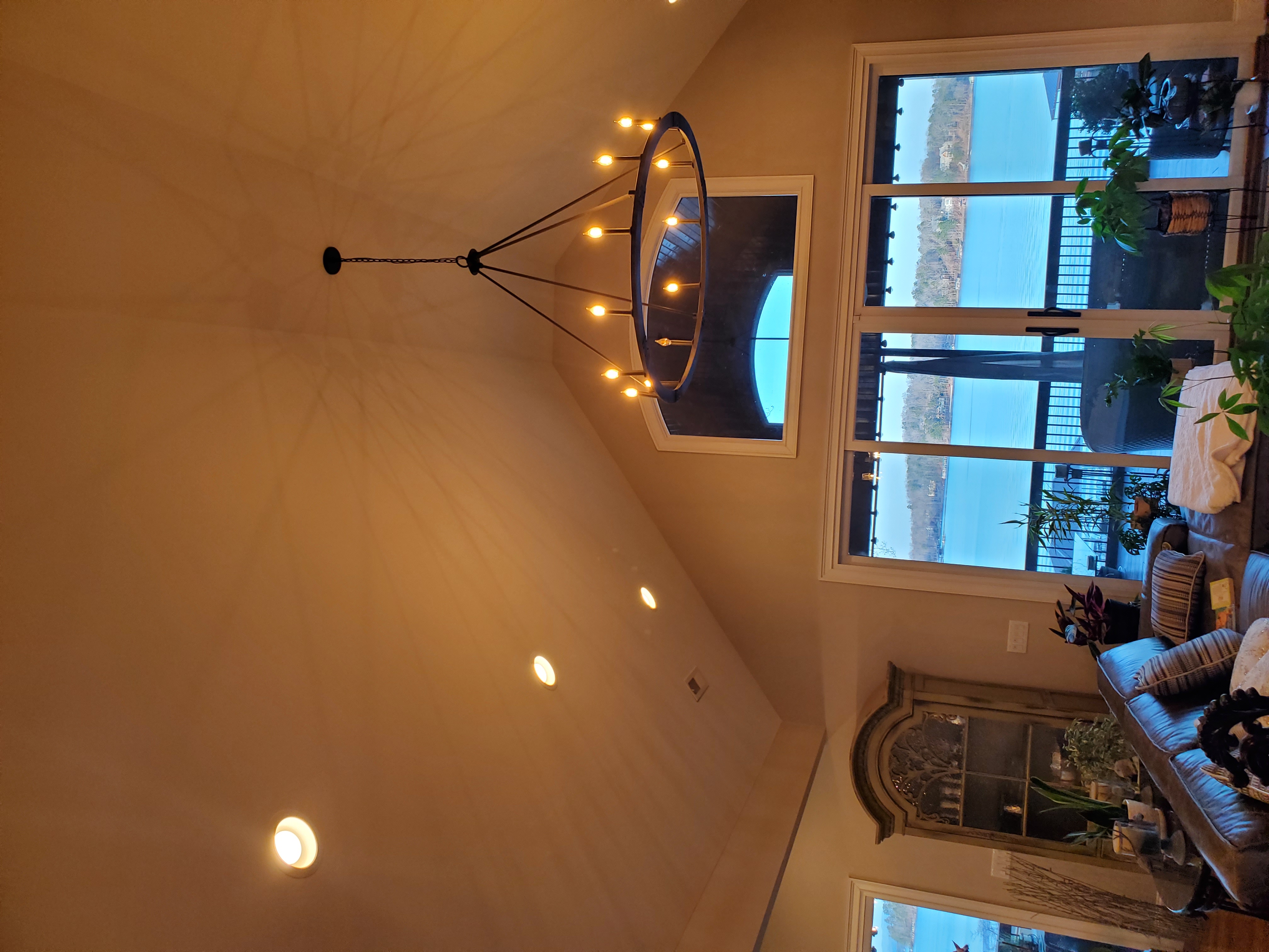 High Ceiling Chandelier Installation