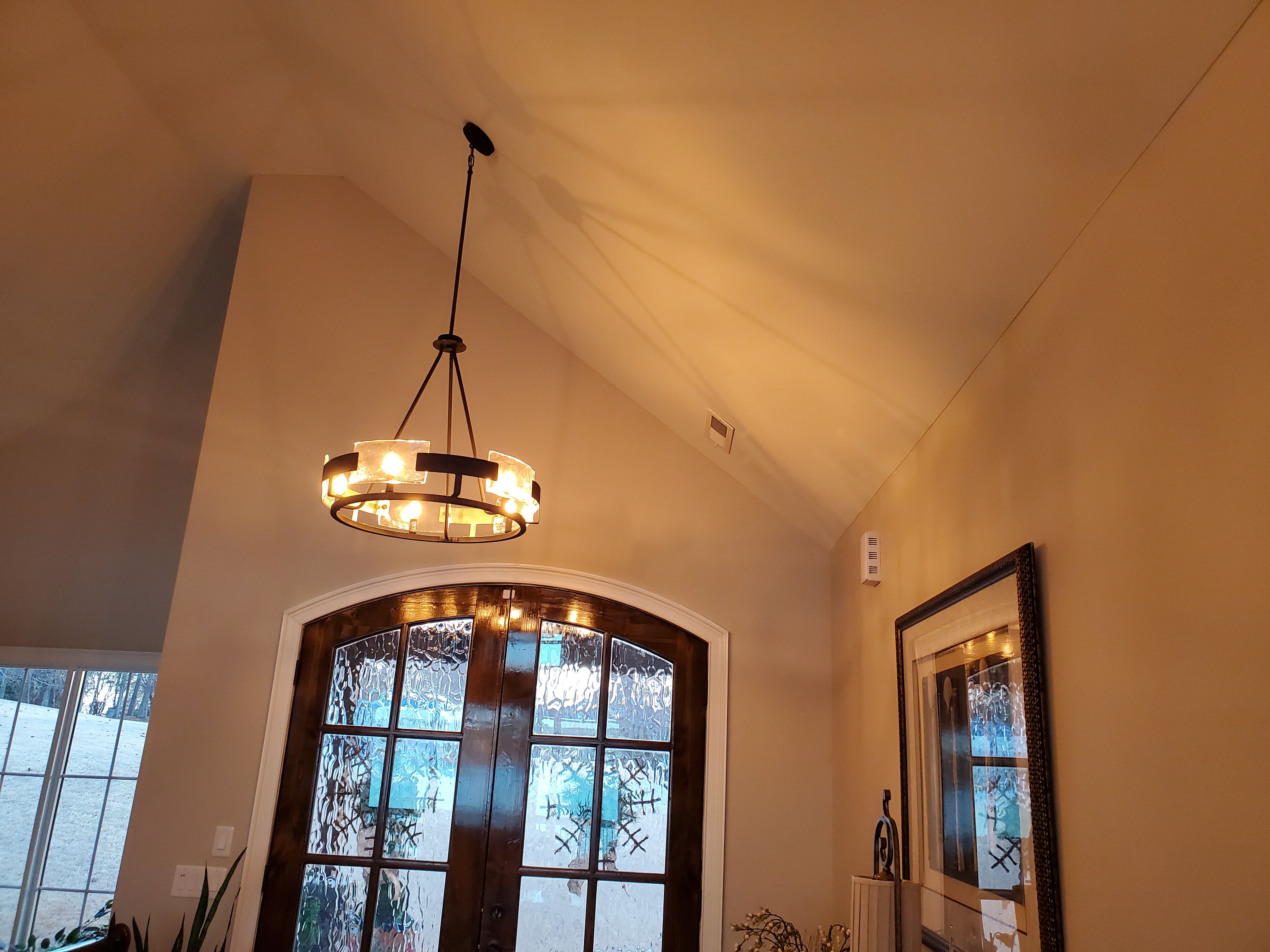 High Ceiling Chandelier Installation